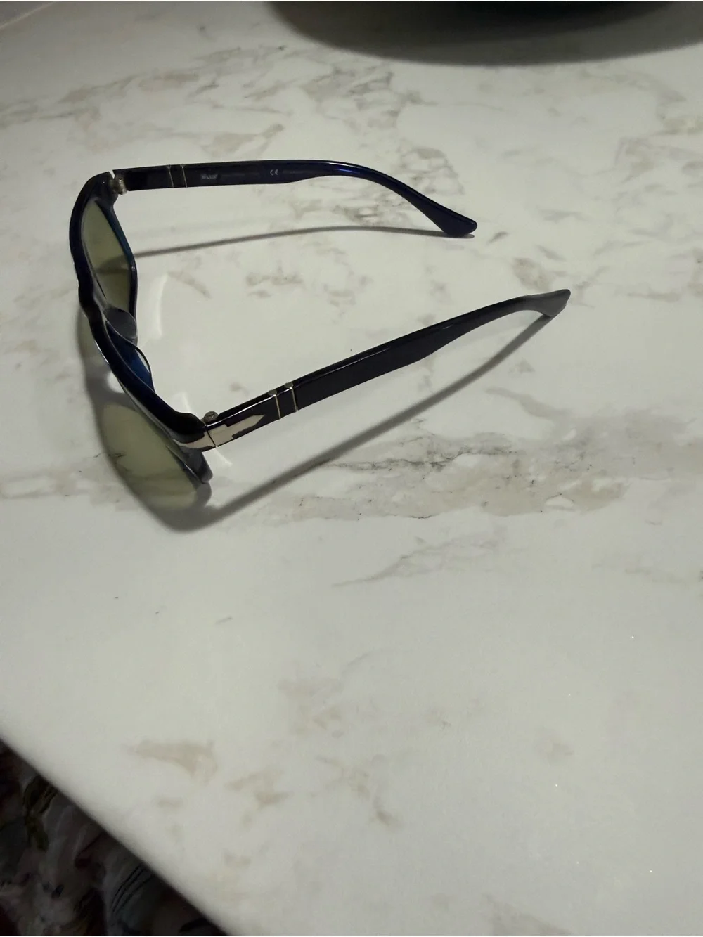 Persol Navy Blue Frame Sunglasses with Green Lenses